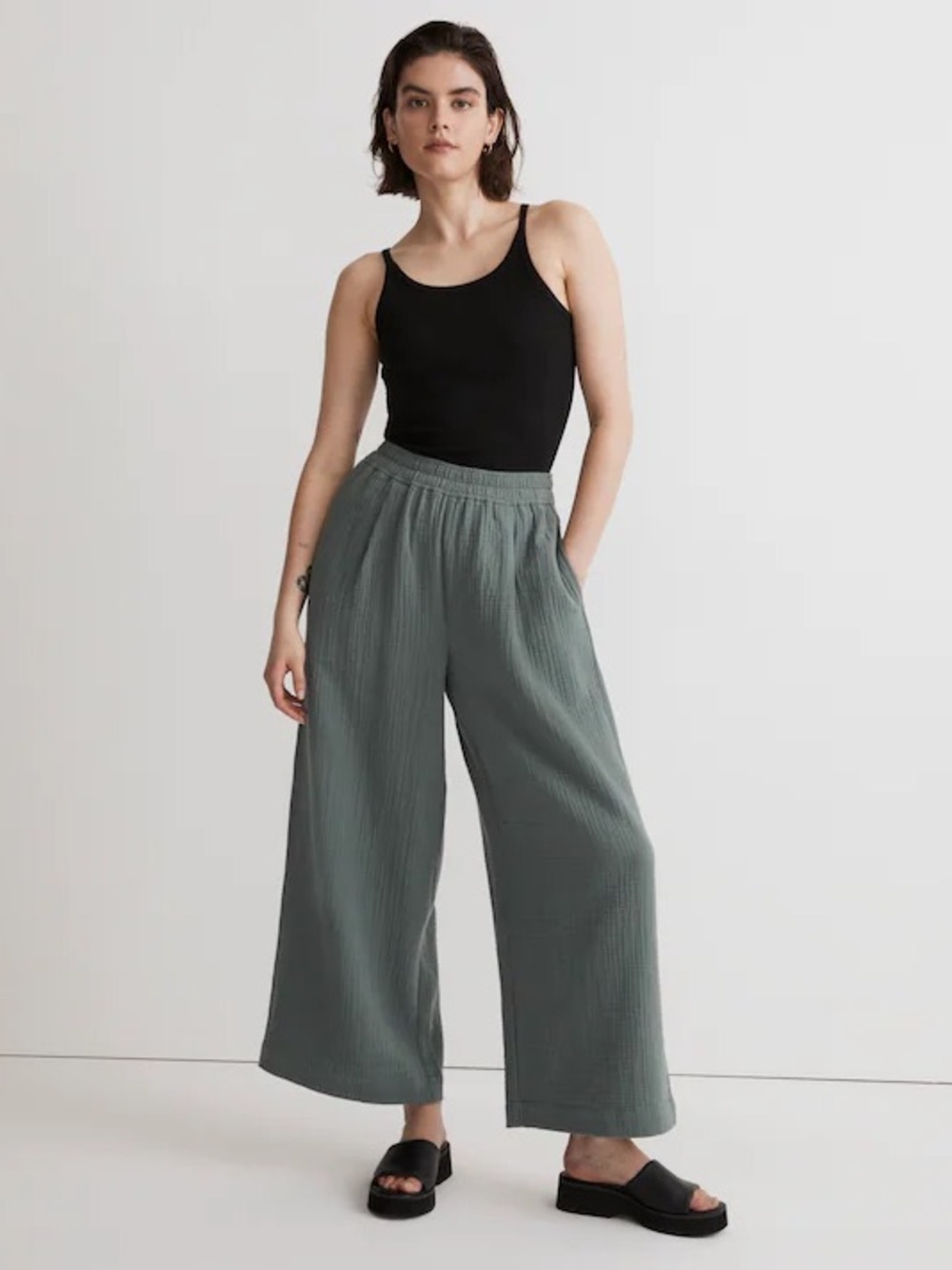 Madewell Untailored Wide-Leg Crop Pant med coastal laganlook casual hippie